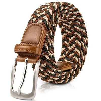 JIGUOOR Braided Stretch Belt, Golf Elastic Fabric Woven Belts Casual Men/Women