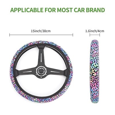 Universal Steering Wheel Covers, SUV Anti Slip Wheel Protector,Cute Car Steering Wheel Cover for Women and Girls (Blue Cheetah)