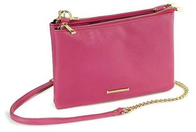 HOXIS Double Zip Crossbody Bag for Women Multi Pocket Side bag Wristlet Purse with Chain Strap