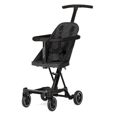 Dream On Me Coast Rider Lightweight Travel Stroller, Compact Baby & Toddler Stroller, Theme Park Approved, Quick Fold, Converts to Rider & Scooter, 45 lb Weight Capacity, Black