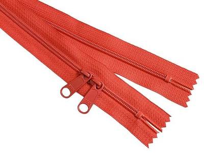 Two 30 Inch 4.5mm YKK Zipper with Double Pull - Head to Head Sliders - Made in USA (Atom Red - 820)