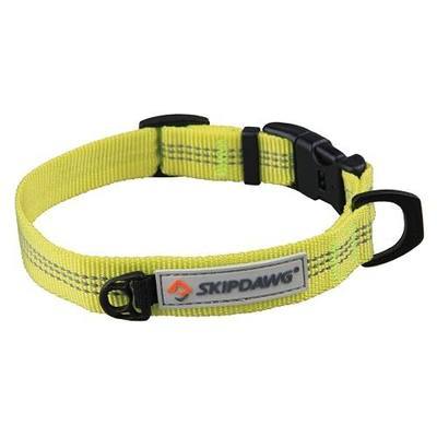 SKIPDAWG Heavy Duty Dog Collar - Outdoor Safety & Comfy Nylon Dog Collar Reflective with Buckle, Neck Range 14-20 inches, Adjustable Collars for Medium Dog, Lime Color