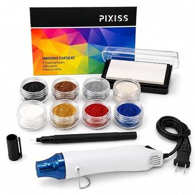 Embossing Kit with Heat Tool Bundle, Embossing Powders, Complete Embossing Starter Kit, Clear Embossing Pen, Embossing Ink Pad, 8X 10ml Embossing Powders for Crafts