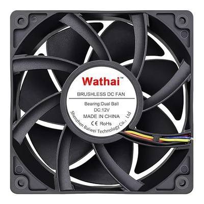 Wathai 12038 120mm x 38mm PWM Computer PC Case Fan 12V 4pin 5300rpm 230CFM | 4pin High CFM PC Fan Pressure Big Airflow Duall Ball DC Brushless Cooling Fan 120mm x 38mm for extreme PC and server cooling