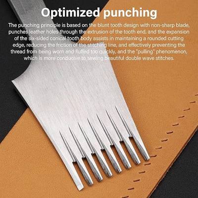 WUTA Leather Chisel All-Polished Die-Steel Puncher French Style Pricking Iron Sharp Leather Punching (Obverse, 3.38 mm (2 Teeth+8 Teeth))