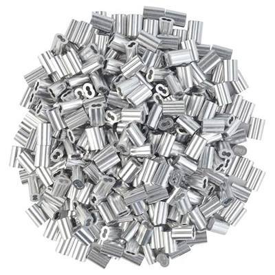 800pc Aluminum Crimping Loop Sleeve Ferrule Cable Ferrule Crimping Loop Sleeve Wire Rope Sleeves for 1/16" Diameter Wire Rope and Cable