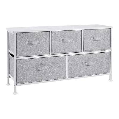 Amazon Basics Extra Wide Fabric 5-Drawer Storage Organizer Unit for Bedroom Closet, White