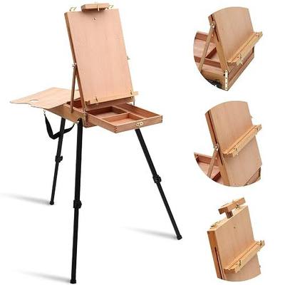 Falling in Art Light Weight French Style Field and Sketchbox Easel | Adjustable Beechwood Tripod standing easel with Aluminum Tripod, Drawer, Palette for Painting & Drawing