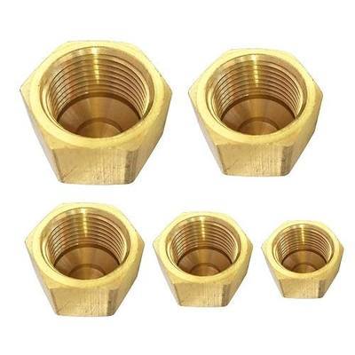 Brass Flare Cap Assortment Kits, SAE 45 Degree Flared Tube Fitting for 1/4" 5/16" 3/8" 1/2" 5/8" Tube OD, 5pcs