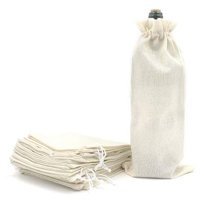 10Pcs Burlap Wine Gift Bags, Drawstring Linen Champagne Wine Bottle Bag Christmas Wedding Birthday Party Favor Wrap Pouches 13.7 x 5.9 Inches (Cream)