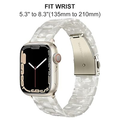 TRUMiRR Women Band for Apple Watch Series 8 7 41mm Starlight, Resin Watchband Stainless Steel Buckle Strap for Apple Watch iWatch SE Series 8 7 6 5 4 3 2 1 41mm 40mm 38mm