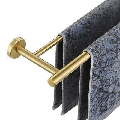 JQK Double Towel Bar 27 Inch, Brass Gold Useable Length 24 Inch 304 Stainless Steel Thicken 0.8mm Bath Towel Rack for Bathroom, Towel Holder Wall Mount, TB100L24-BG