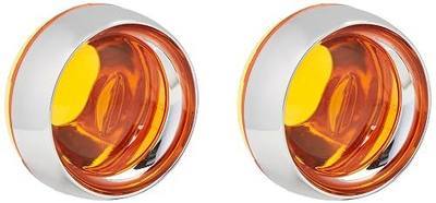Kuryakyn 2268 Motorcycle Lighting Accessory: Front Turn Signal/Blinker Lights Deep Dish Bezels for Honda, Kawasaki Motorcycles, Amber Lens, Chrome, 1 Pair