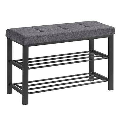 SONGMICS Shoe Bench, Storage Bench, Entryway Bench with Cushion | Shoe Shelf with Seat, Space-Saving, Modern Style, 31.9"W, Dark Gray and Ink Black ULBS57GYZ