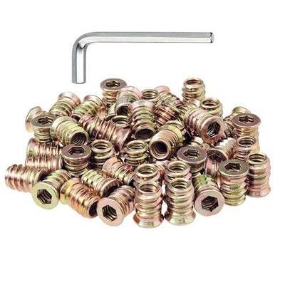 50 Pieces 1/4-20 Threaded Inserts for Wood Nutsert Furniture Screw-in Nut 15mm Length Hex Drive