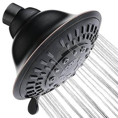 BRIGHT SHOWERS High Pressure Rain Shower Head, Fixed Shower Head with 5 Spray Settings, Adjustable Angle and Anti-Clog Nozzles, Oil Rubbed Bronze