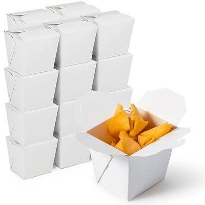 Fit Meal Prep 8 oz Chinese Take Out Boxes - 3 x 2.5 Plain White Paperboard Food Containers, Leak and Grease Resistant Pint Size Asian Rectangle To Go Boxes, Candy Buffet Box and Party Favors, 50 Pack