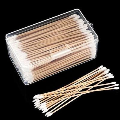 Norme 300 Pack 6 Inch Dual Tip Cleaning Swabs, Pointed & Rounded Precision Applicators with Wooden Handle for Electronics, Jewelry, Ceramics Cleaning and Makeup Touch-ups, Includes Storage Case
