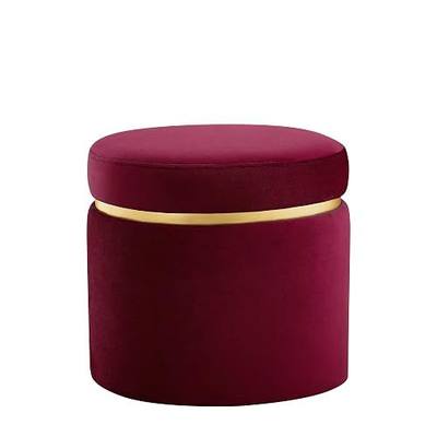 Amazon Brand – Rivet Asher Oval Upholstered Storage Ottoman, 18"W, Merlot Velvet