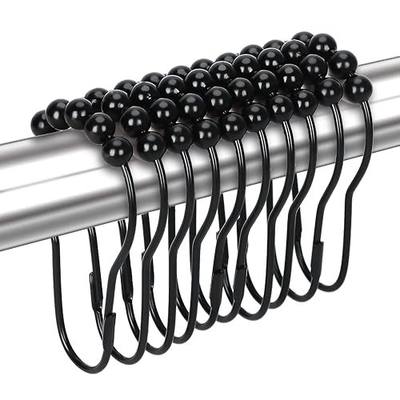 Shower Curtain Hooks Rings for Bathroom, 12PCS Matte Black Stainless Steel Rust Resistant Shower Curtain Rings for Shower Curtains, Kitchen Utensils, Bathroom Decorations, etc.