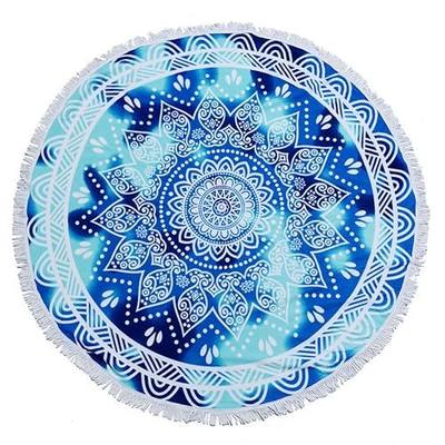 Thick Round Beach Towel Blanket Microfiber Yoga Mat with Tassel Circle Picnic Carpet