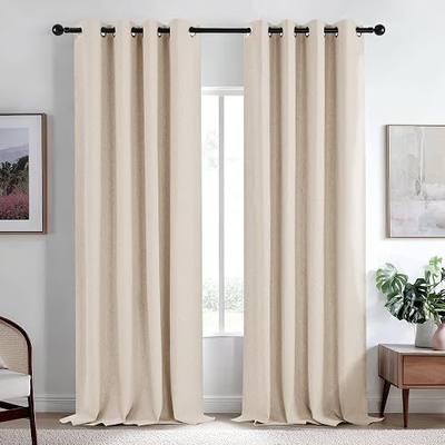 Deconovo Total Blackout Curtains Faux Linen Room Darkening Thermal Insulated Noise Reducing Energy Effcient Draperies for Living Room Bedroom (Khaki, 52x72 Inch, 2 Panels)