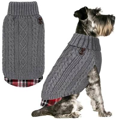 KYEESE Dog Sweater Turtleneck Thick Knit Pullover for Cold Weather | Stretchy Fit, Lightweight & Warm, Cozy Knit Comfort, Classic Plaid Design, Gentle on Sensitive Skin, Comfortable Daily Wear