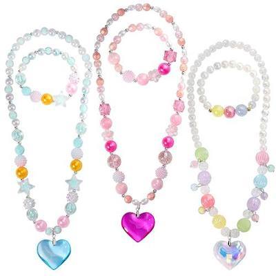 PinkSheep Toddler Jewelry, Kids Necklace and Bracelet 3 Pack | Little Girls Jewelry In Box, Girls Birthday Party Christmas Gift