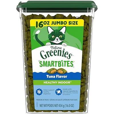 Greenies Feline Smartbites Healthy Indoor Cat Treats, Tuna, 16 oz | Veterinarian-recommended, Fiberblend Formula, supports digestion, under 2 cal per treat, natural ingredients, dual texture