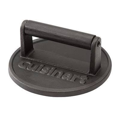 Cuisinart Smash Burger Press, Cast Iron, 6.5" Round Burger Smasher | CISB-111, hamburger press with round flat edge for crispy carmelization, the go-to grill press for indoor and outdoor cooking