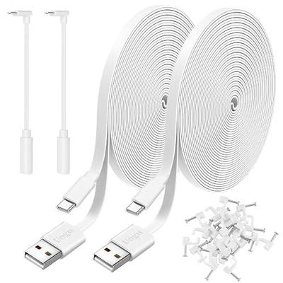 2 Pack 16.4FT Power Extension Cable Compatible with Wyze Cam v4/v3/OG,Wyze Cam Pan v3/v4,Blink,eufy,NestCam Indoor,Amazon Cloud Camera,USB A to USB C (White)