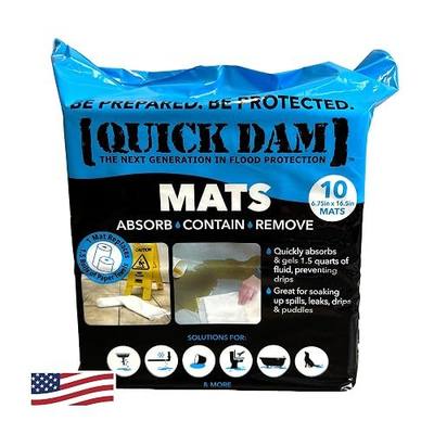 Quick Dam WUM-10 Super Absorbent Mats – 10-Pack (6.75" x 16.5") – Dual-Sided Fluid Absorption & Gel Conversion – Leak, Spill, & Bodily Fluid Control for Home, Medical, and Industrial Use