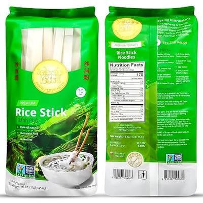 10MM Rice Stick Noodles (Authentic) | Pack of 3 (3LB) | 1LB 454g Per Pack | Use For Pad Thai & Pho | DIY Cooking Instructions Included | Four Elephants Brand