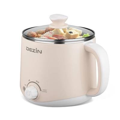 Dezin 1.6L Electric Pot, Stainless Steel Electric Hot Pot with Dual Power | Keep Warm, Ramen Cooker, for Egg, Pasta, Soup, Porridge & Oatmeal, Overheat & Boil-Dry Protection, Ideal for Dorm & Office