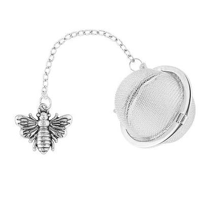 Supreme Housewares Bee Tea Ball Infuser, 2 Inch Mesh Tea Strainer, 18/8 Stainless Steel with Zinc Alloy Bee Charm for Loose Leaf Tea, Silver