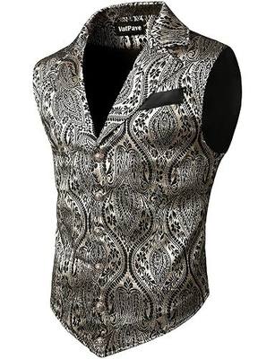 VATPAVE Mens Victorian Suit Vest Steampunk Gothic Waistcoat