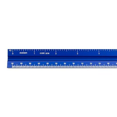 Alumicolor Aluminum Engineer Solid Drafting Scale, 12IN, Blue