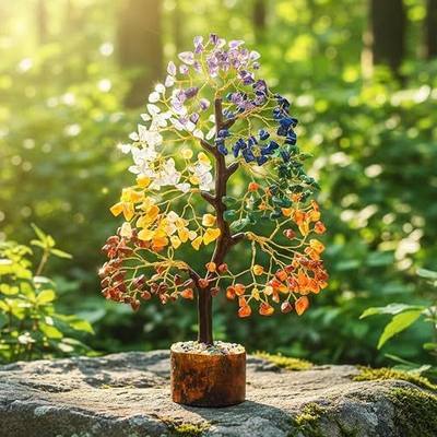 ZAICUS 7 Chakra Crystal Tree of Life Birthday Gifts for Women Handmade | Chakra Tree Stones Meditation Feng Shui Unique Birthday Gift for Brings Positivity Home Decor Office Healing Crystal