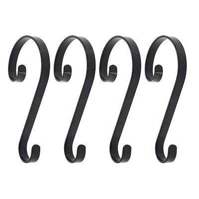 Haute Decor Stocking Scrolls Stocking Hanger - 4 Pack (Matte Black) - Christmas Stocking Holder Set for Various Mantel Sizes, Including Large