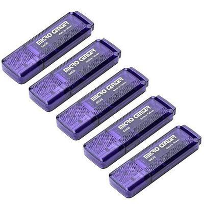 Micro Center SuperSpeed 5 Pack 64GB USB 3.0 Flash Drive Gum Size Memory Stick Thumb Drive Data Storage Jump Drive (64G 5-Pack)
