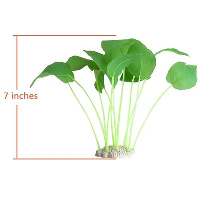 Artificial Fish Tank Plants, Plastic Aquarium Plants, 2 Pack, 7 inches High, Realistic & Non-Toxic & Safe for All Fishes (Dark Green)