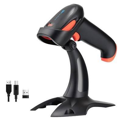 Tera Barcode Scanner 2D Wireless: with Battery Indicator and Stand, HW0002 | BT 2.4G USB, 2200mAh, 640*480 CMOS, 1D 2D QR Scanning, Date/Time Prefix Suffix, Warehouse Logistics Retail Store, Orange
