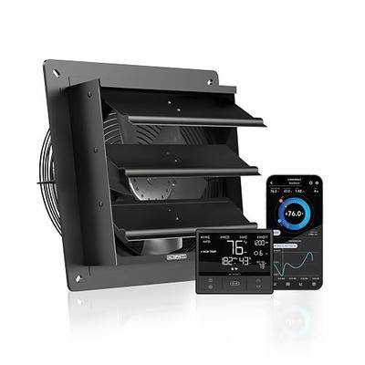 AC Infinity AIRLIFT T10, Shutter Exhaust Fan 10" with WiFi Temperature Humidity Controller, EC-Motor Wall Mount Ventilation and Cooling for Sheds, Attics, Workshops, and Greenhouses