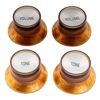 Musiclily Pro Imperial Inch Size Top Hat Bell Reflector 2 Volume 2 Tone Knobs Set for USA Les Paul SG Electric Guitar