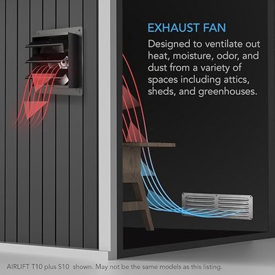 AC Infinity AIRLIFT T12, Shutter Exhaust Fan 12" with WiFi Temperature Humidity Controller, EC-Motor Wall Mount Ventilation and Cooling for Sheds, Attics, Workshops, and Greenhouses
