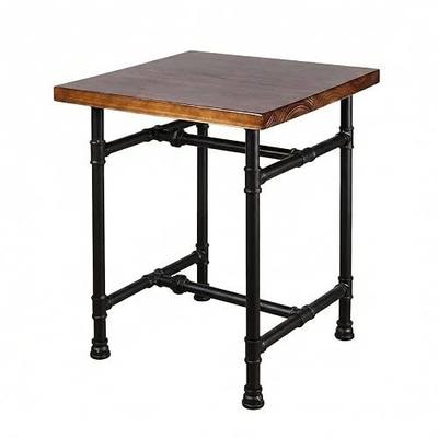 24x24x30 Inch Rustic Industrial Square End Table, Solid Wood Top with Metal Pipe Frame, 200lbs Max Load Side Furniture for Living Room, Includes Assembly Guide and Tools