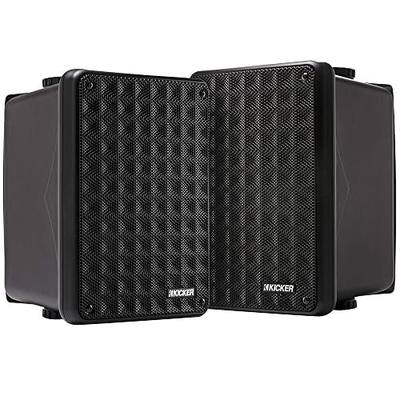 KICKER KB6B 2-Way Full Range Indoor Outdoor Speakers (Pair) Weatherproof Speakers for Patio Garage Poolside in-Home, 6.5 inch woofer, 2x5 inch Horn Tweeter Black