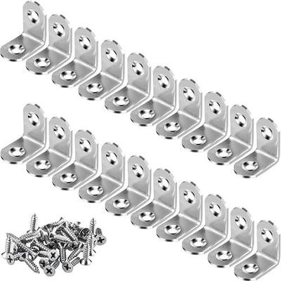 20 PCS Corner Braces 25mm x 25mm Stainless Steel 90 Degree Joints Right Angle Bracket L Shaped Corner Brackets Fastener for Wood Furniture, Screws Included