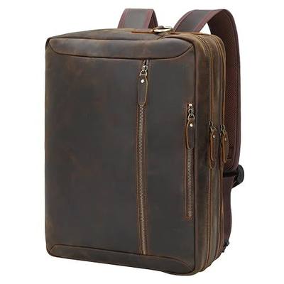 TIDING Full Grain Leather Convertible Briefcase Backpack for Men | Large 15.6 Inch Laptop Messenger Bag Work Business Crossbody Shoulder Bag