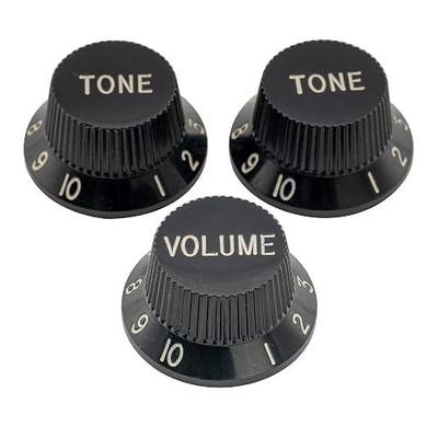 Musiclily Pro Imperial Inch Size 1 Volume 2 Tone Strat Knobs Set for USA Made Fender Stratocaster Electric Guitar, Black